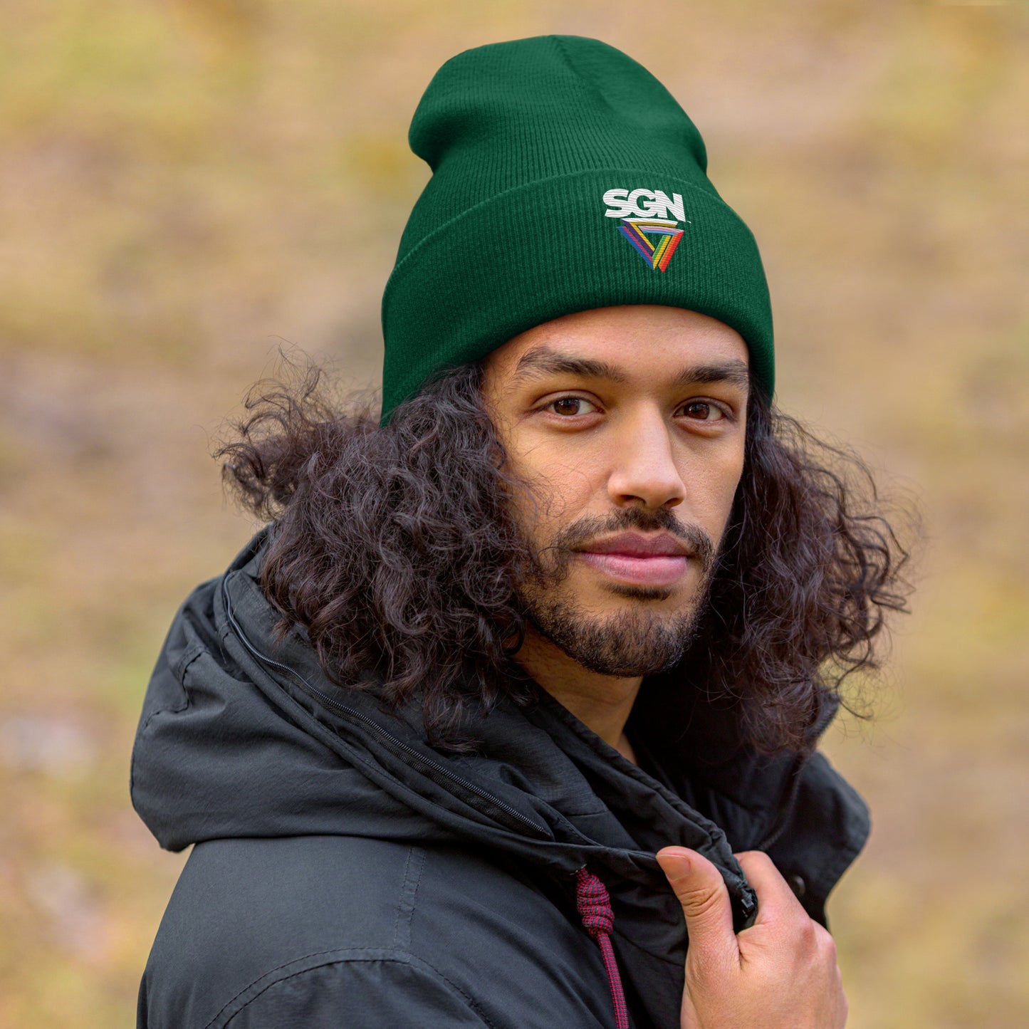 Cuffed SGN Full Color Logo Beanie, Seattle Gay News Knit Hat
