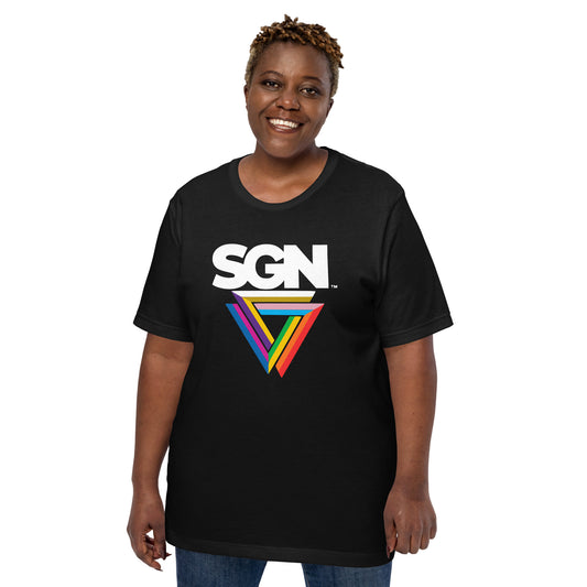 Plus Size Unisex Seattle Gay News SGN Logo T-Shirt, Pride Rainbow Triangle Graphic Tee- XL, 2xl, 3xl, 4xl, 5xl